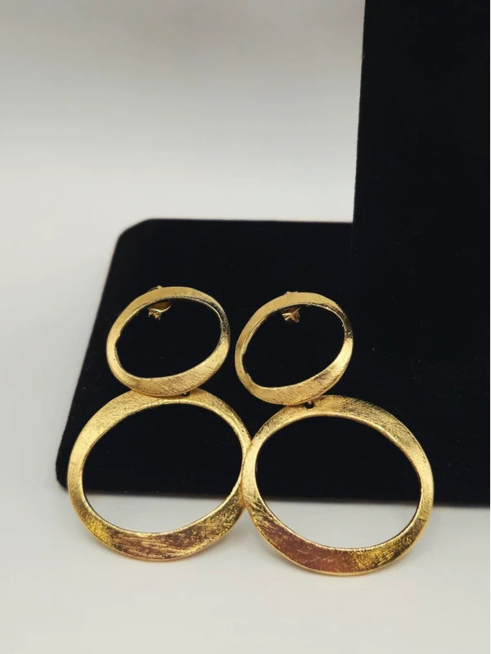 Claudia Lobão Vtg Double Oval Earrings 18K GP Brass-Eva Longoria